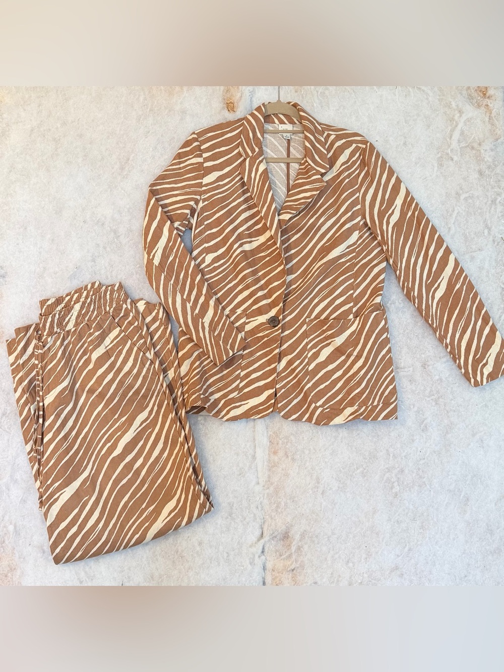 a new day Brown and Cream Zebra-Print Blazer set (SKU888)